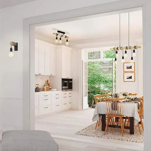 lustre moderne en bois massif créatif suspension pour restaurant - vue 8 sur 8