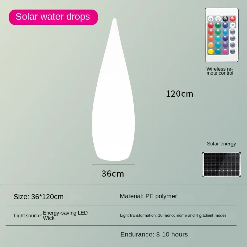 lampadaire de jardin solaire étanche en forme de goutte d'eau - vue 12 sur 14