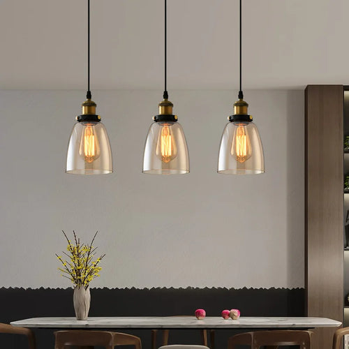 Suspension industriel vintage en verre fumé pour restaurant loft - vue 3 sur 30