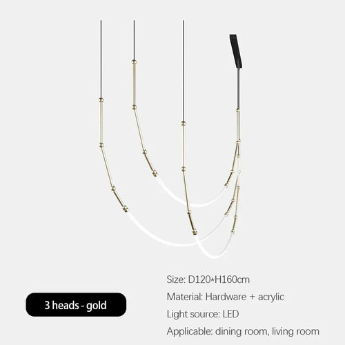 lustre moderne en bambou fer et silicone avec lumières led - vue 13 sur 17