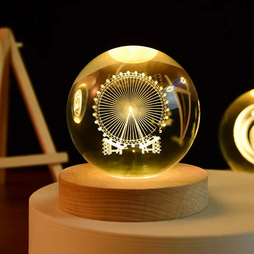boule de cristal 3D système solaire gravé cadeau décoratif - vue 9 sur 32