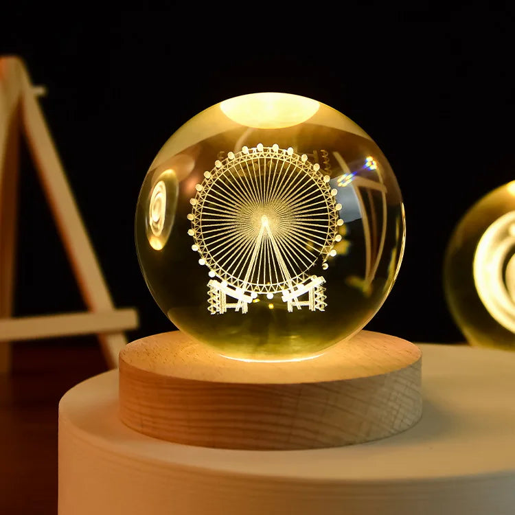 boule de cristal 3D système solaire gravé cadeau décoratif - vue 8 sur 32