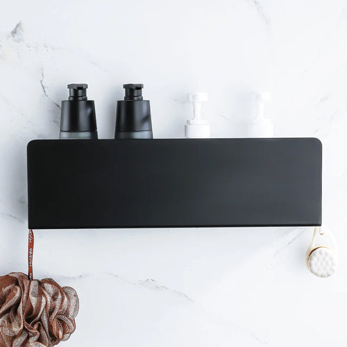 etagère de rangement murale avec crochets en aluminium pour cuisine et douche - vue 2 sur 15