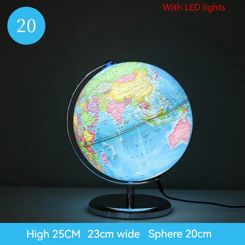 globe terrestre lumineux version anglaise carte du monde éducatif décoratif - vue 10 sur 10