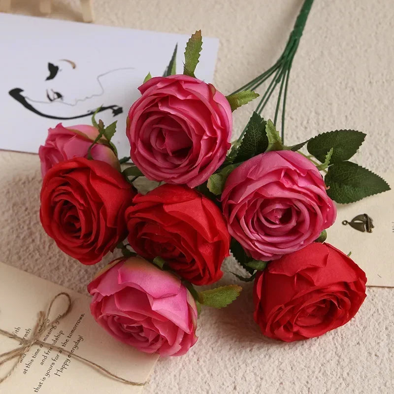 bouquet de roses artificielles en soie pour décoration élégante - vue 7 sur 17