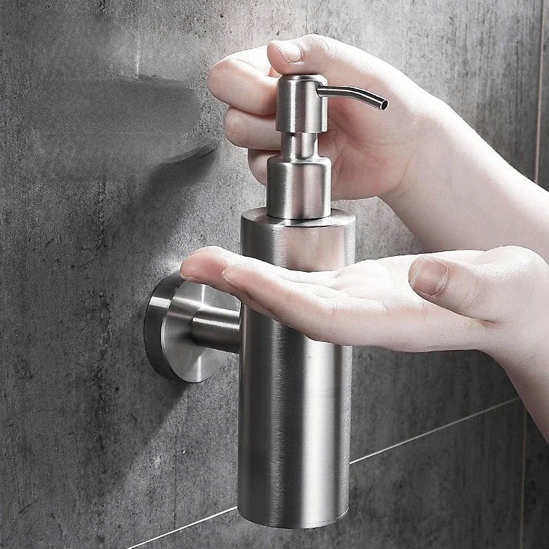 distributeur de savon mural en acier inoxydable 200 ml accessoires salle de bain - vue 1 sur 21