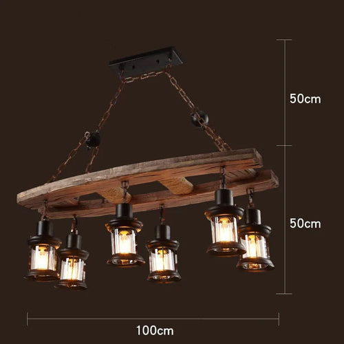 Lustre LED rétro industriels antiques LOFT Bar Vintage Art bois E27 - vue 21 sur 24