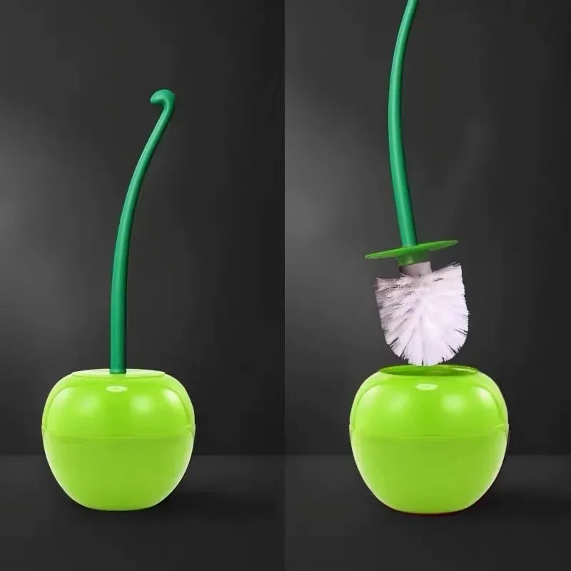 brosse de toilette cerise avec long manche et support créatif - vue 8 sur 8