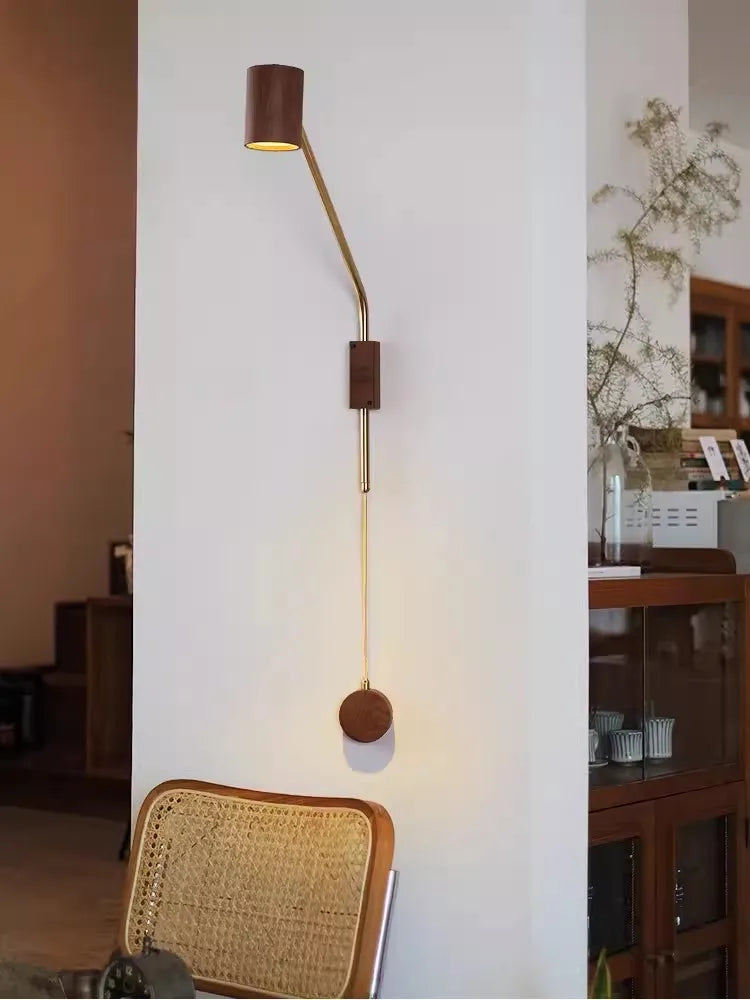 applique murale vintage en bois bras oscillant pour hôtel café - vue 4 sur 8