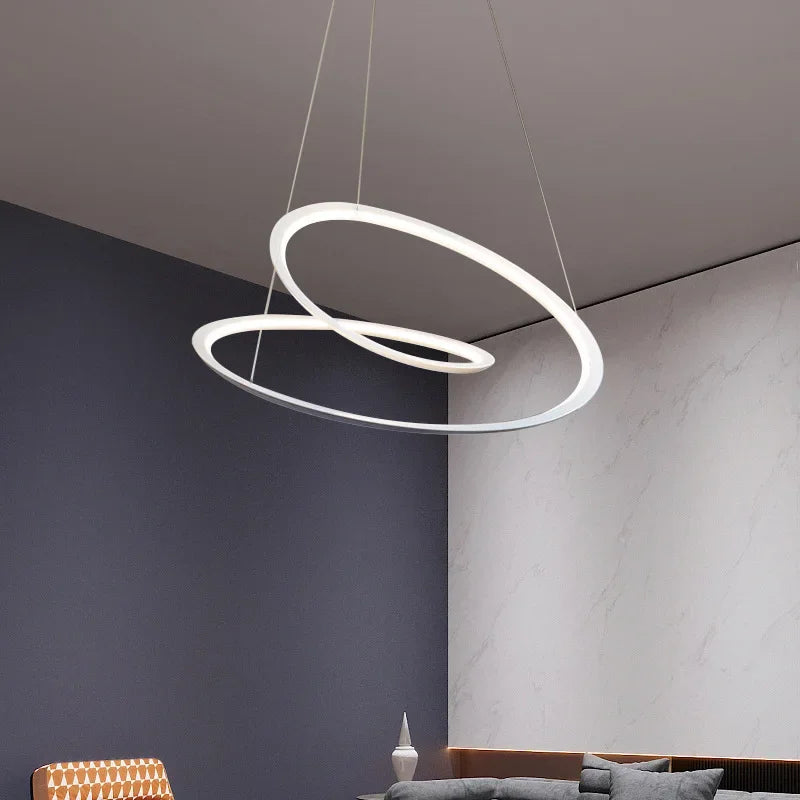 suspension moderne à led avec anneau doré pour décoration intérieure - vue 3 sur 12