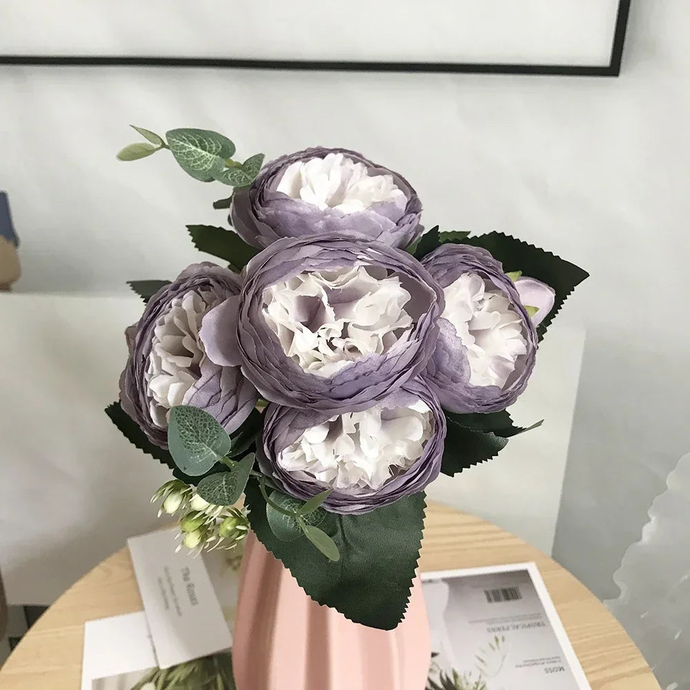 bouquet de pivoines artificielles pour décoration de mariage et maison - vue 6 sur 16