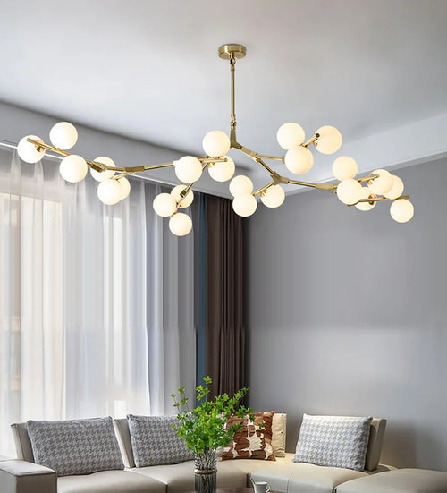 2024 Modern LED Chandelier Branches Style Glass Balls Ceiling Lamp Living Room Dining Room For Bedroom - vue 6 sur 12