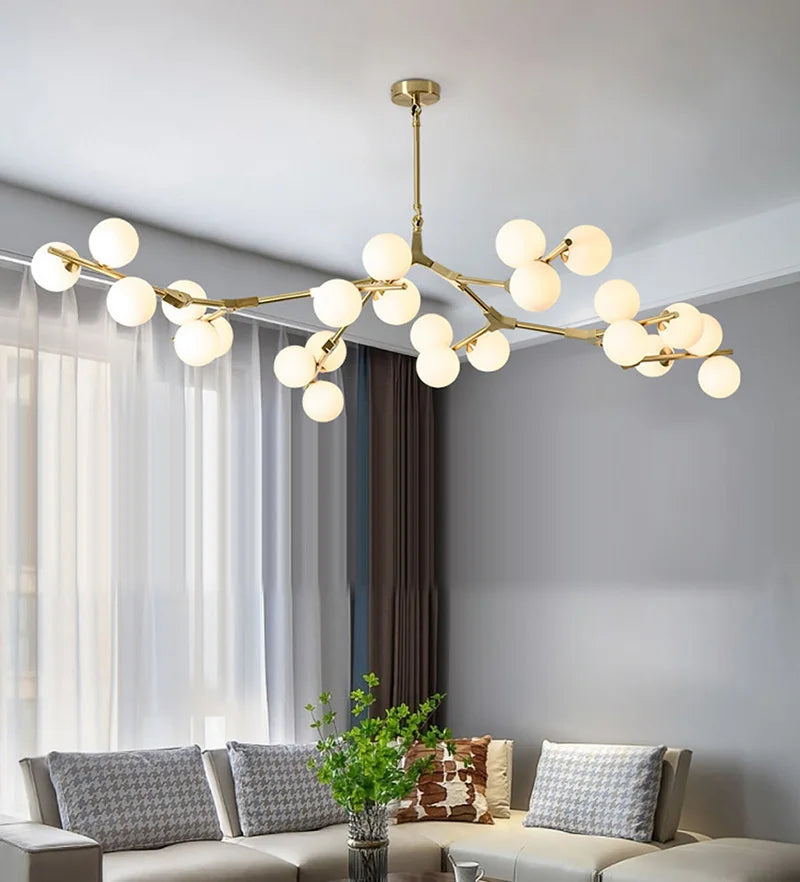 2024 Modern LED Chandelier Branches Style Glass Balls Ceiling Lamp Living Room Dining Room For Bedroom - vue 5 sur 12