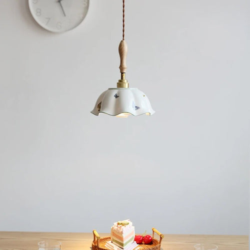 Suspension design led papillon céramique et bois - vue 5 sur 30