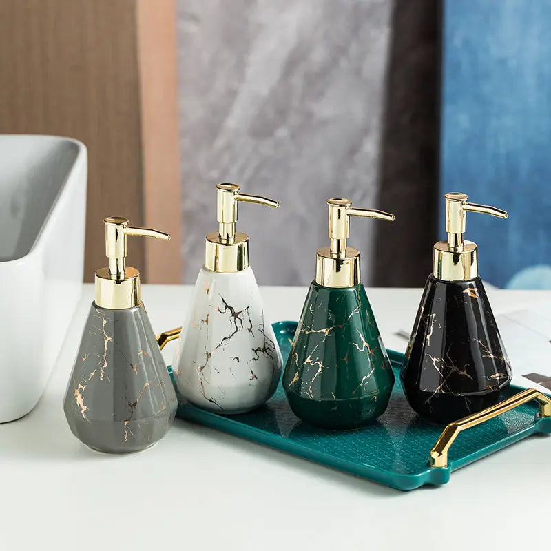bouteille en céramique marbrée avec diamants pour rangement décoratif - vue 5 sur 10