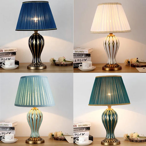 lampe de bureau antique américaine en céramique peinte à la main - vue 2 sur 9