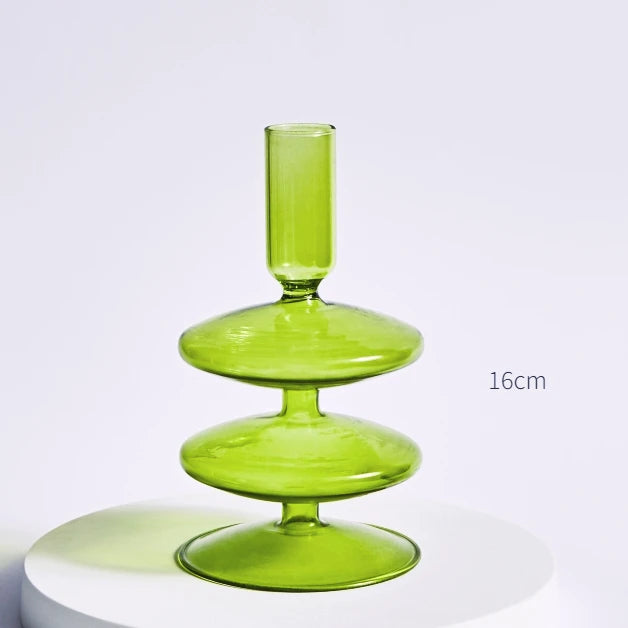 bougeoirs coniques en verre pour décoration de table de mariage - vue 31 sur 32
