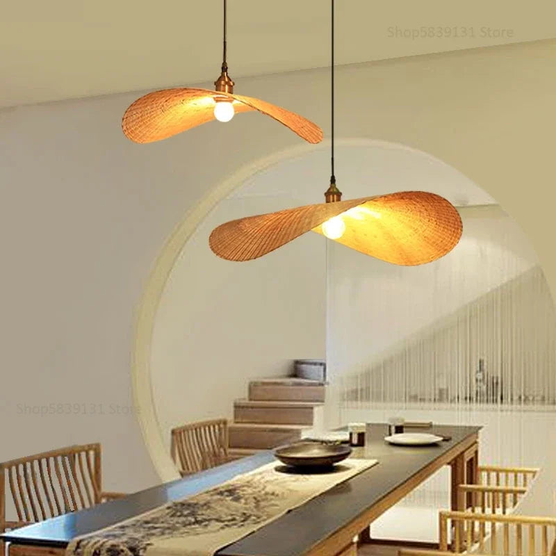 lampes led suspendues modernes faites à la main en bambou - vue 4 sur 6