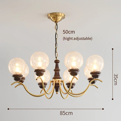 Lustre Luxe cuivre LED verre rond salon chambre décor intérieur salle à manger - vue 11 sur 12