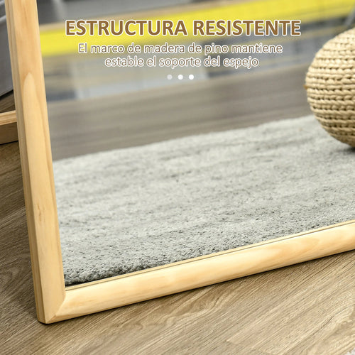 miroir de sol en bois massif design élégant pour intérieur - vue 6 sur 7
