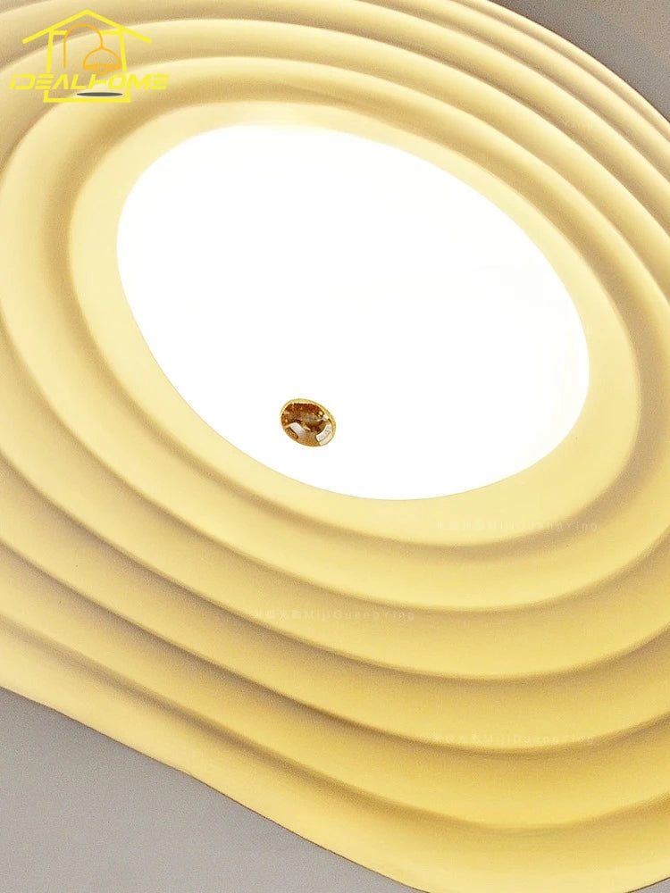 plafonnier led rétro en résine feuille de lotus décoration moderne - vue 5 sur 8
