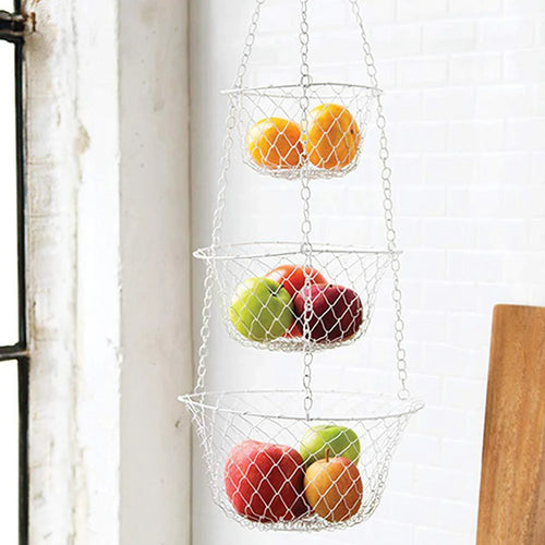 panier mural de rangement pour fruits et légumes 3 niveaux suspendus - vue 6 sur 7