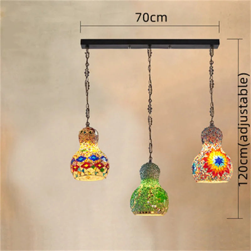 lustre en mosaïque turque fait main style art déco romantique en verre coloré - vue 15 sur 16