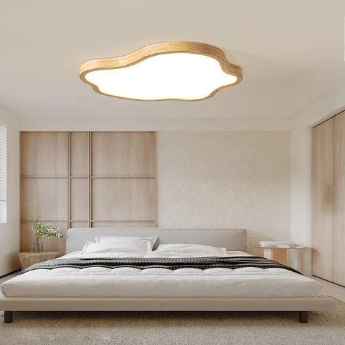 plafonnier led nordique en bois forme nuage éclairage décoratif moderne - vue 4 sur 8