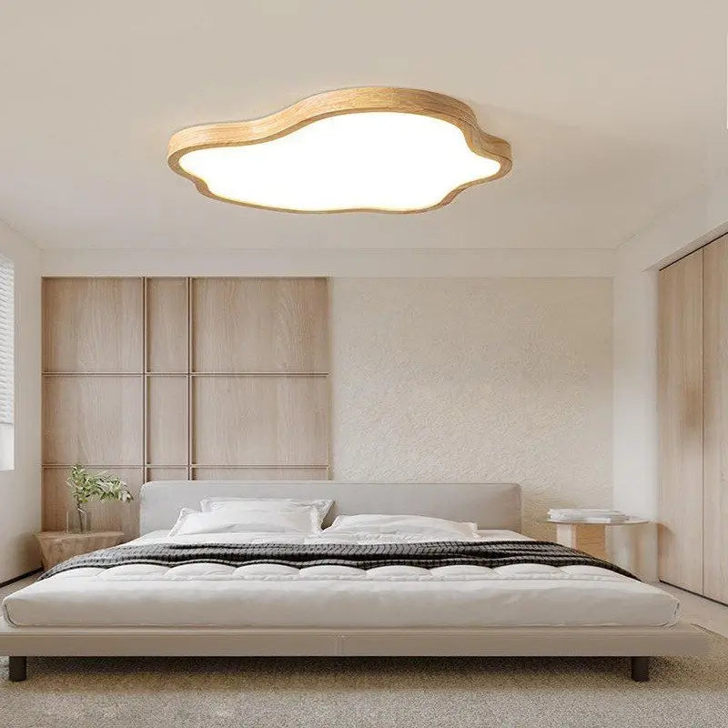 plafonnier led nordique en bois forme nuage éclairage décoratif moderne - vue 4 sur 8