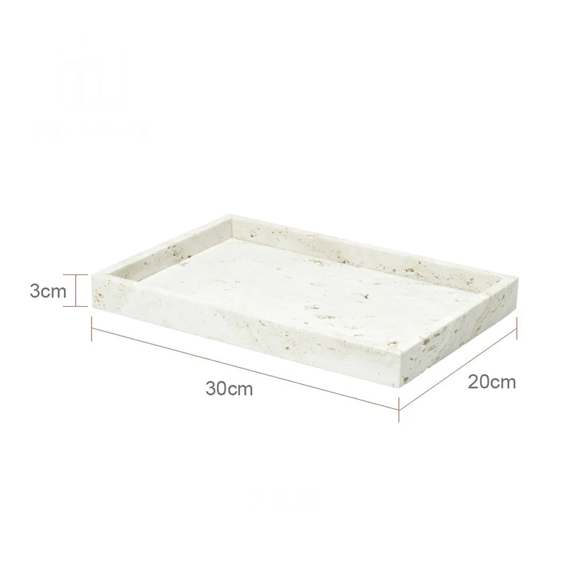 ensemble daccessoires en travertin beige pour salle de bain - vue 18 sur 20