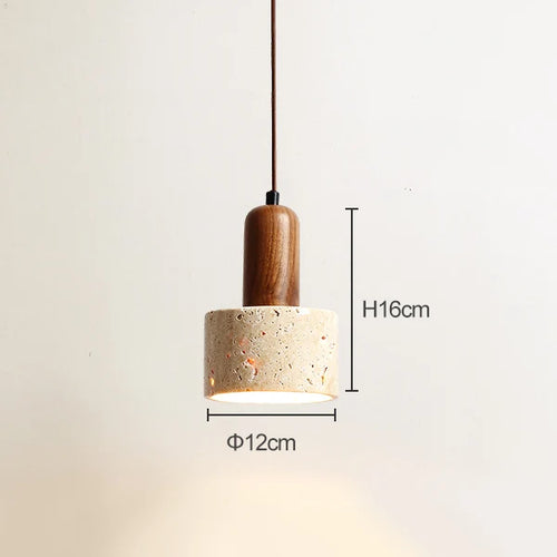 Travertin jaune style japonais wabi-sabi chambre lampe suspendue design rétro restaurant allée suspension - vue 9 sur 15