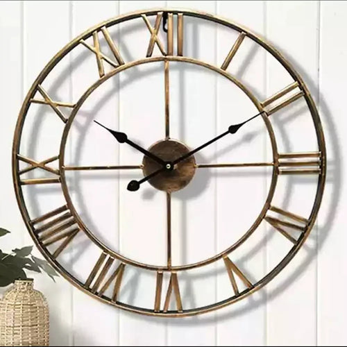 horloge murale moderne 3d rétro chiffres romains en métal silencieuse - vue 3 sur 8