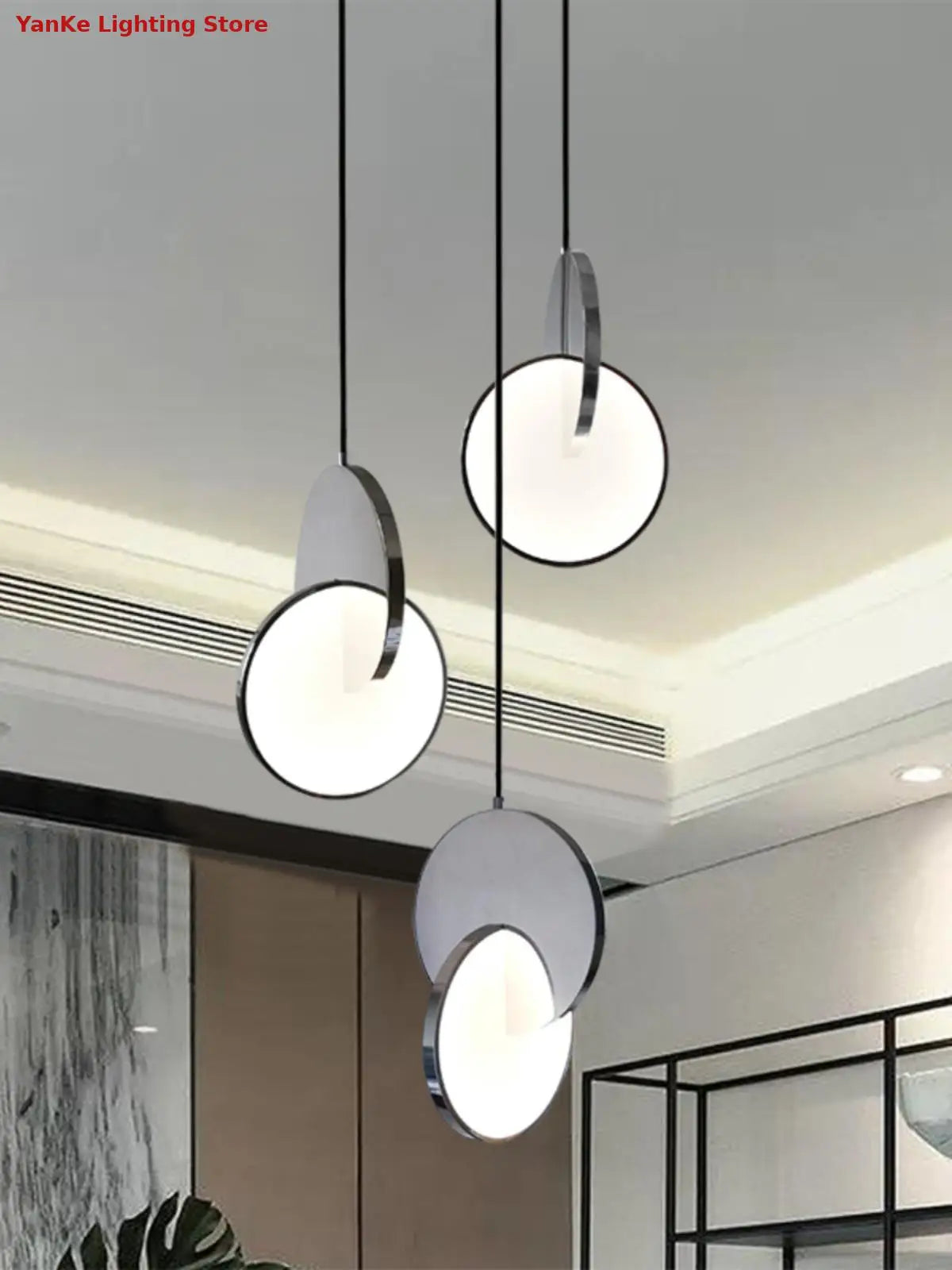 Nordic creative bar restaurant post-modern simple bedroom bedside designer single head net red light luxury art chandelier - vue 3 sur 13