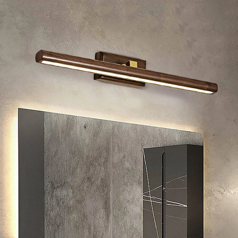 miroir de luxe en noyer led rotatif à 360° applique murale - vue 2 sur 6