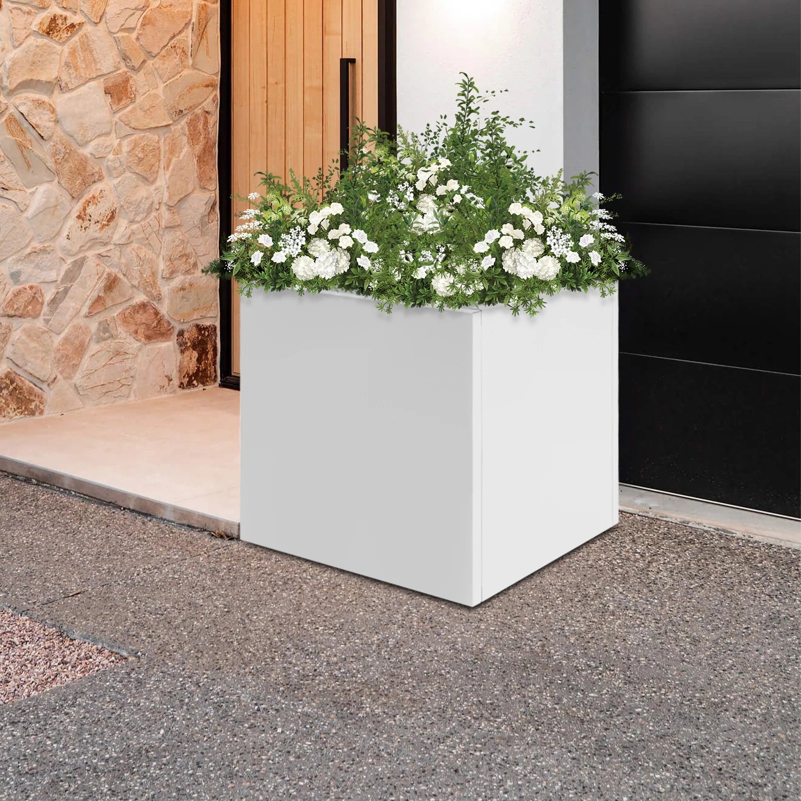 jardinière carrée en métal pour plantes intérieures et extérieures - vue 7 sur 7
