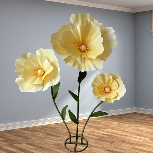 décoration mariage ensemble fleurs artificielles pavot géant pour scène - vue 6 sur 17