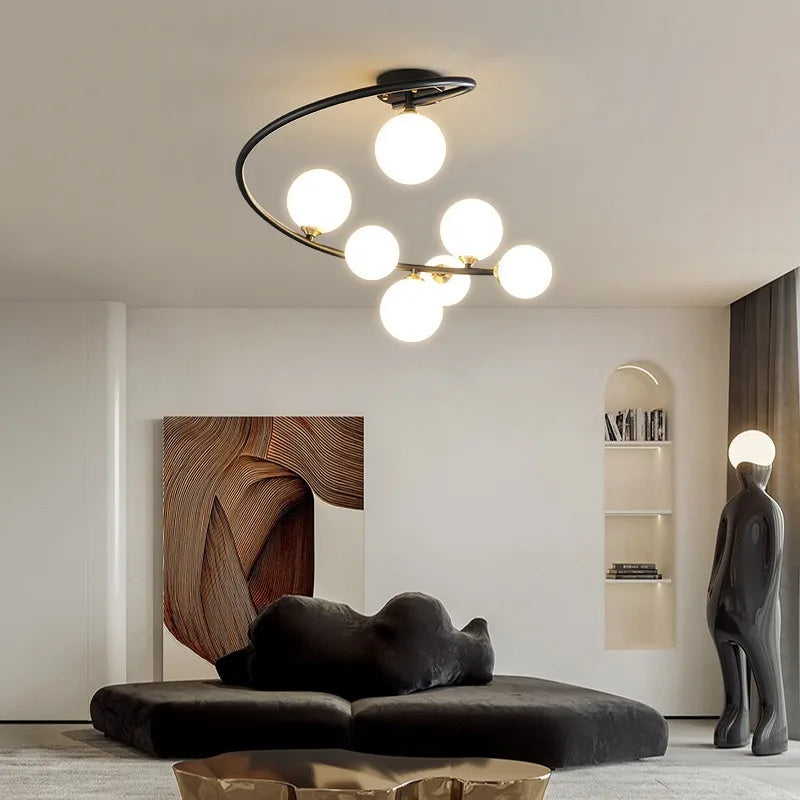 plafonnier moderne en cuivre irrégulier avec lumière personnalisée - vue 4 sur 9
