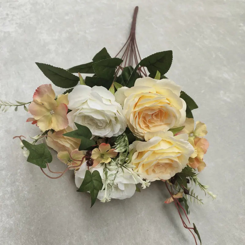 bouquet de roses en soie pour décoration de mariage et jardin - vue 6 sur 15