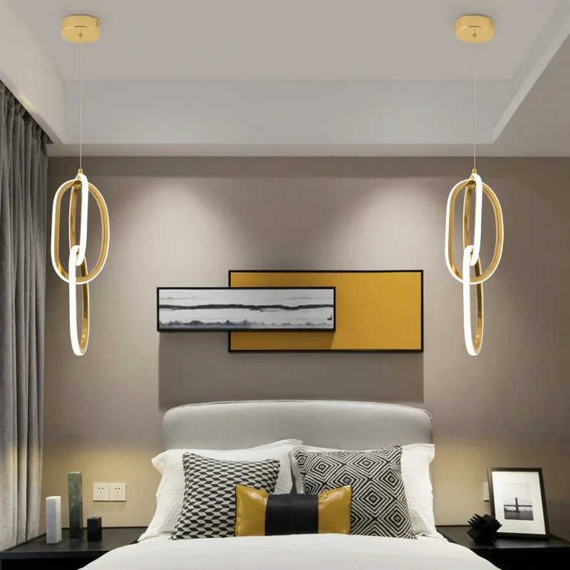 Modern Creative Stainless Steel Led Dining Room Chandelier Golden Staircase Living Room Light, Hanging Chandelier In Bedroom - vue 4 sur 11