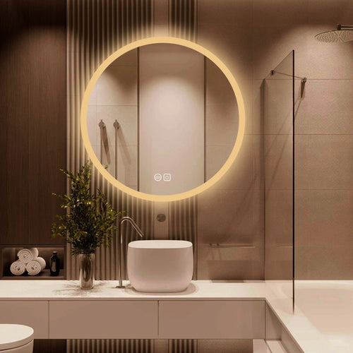 miroir rond lumineux avec interrupteur tactile et fonction antibuée - vue 5 sur 7