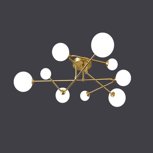 2024 Modern Golden LED Chandelier For Living Room Bedroom Nordic Luxury Glass Ball Ceiling Hanging Lamp - vue 2 sur 9