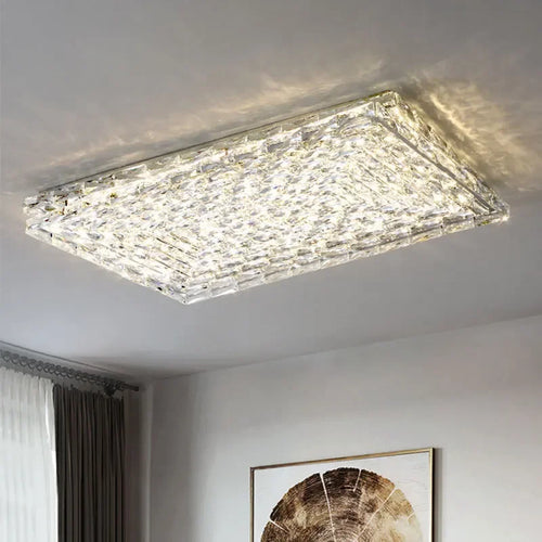 plafonnier led carré en cristal luxe pour décoration intérieure - vue 2 sur 10