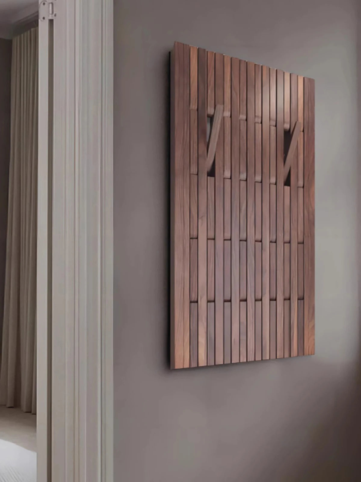 porte-manteau mural en bois pour vêtements et clés - vue 1 sur 18