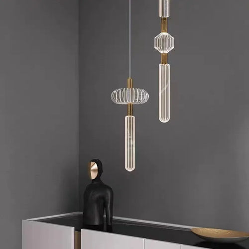 suspension tubes lumineux en verre transparent design nordique réglable - vue 3 sur 20