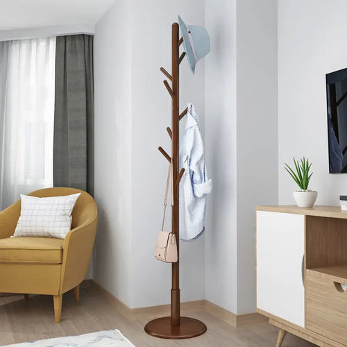 porte-manteau vertical en bois massif pour vêtements et accessoires - vue 6 sur 14