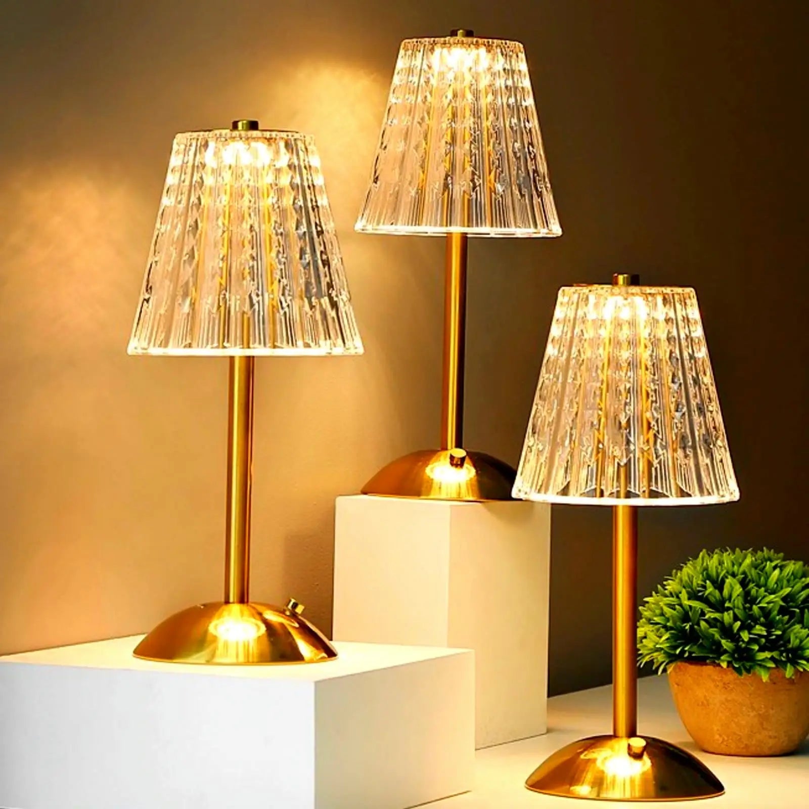 1-4Pcs LED Crystal Table Lamp Touch Sensor Desk Lamp USB Cordless Night Light Restaurant Atmosphere Lamp Bar Cafe Home Decor - vue 1 sur 8