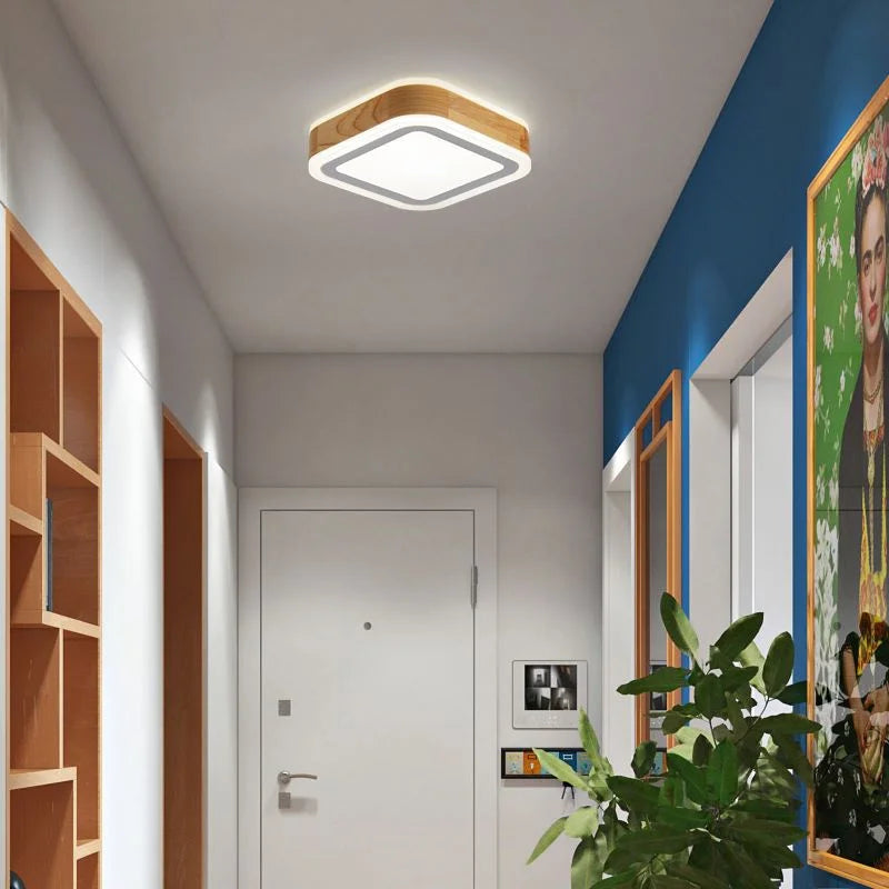 plafonnier led en bois moderne pour intérieur minimaliste - vue 6 sur 8