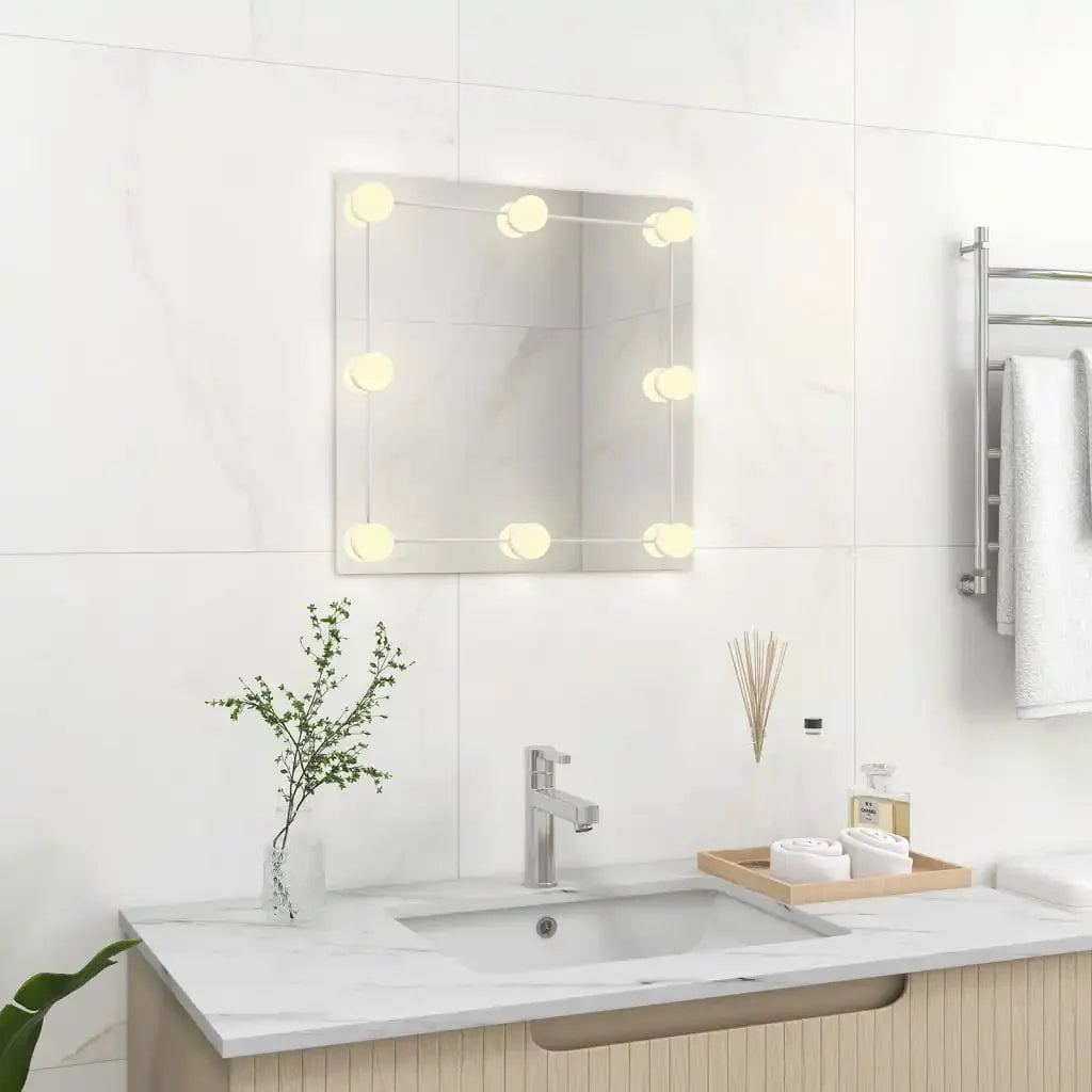 miroir mural avec éclairage led décoratif carré en verre - vue 6 sur 7