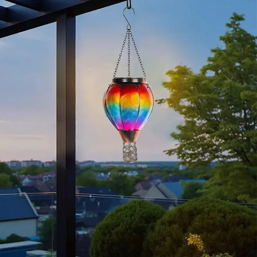 lampe solaire montgolfière led extérieure avec flamme vacillante - vue 6 sur 7