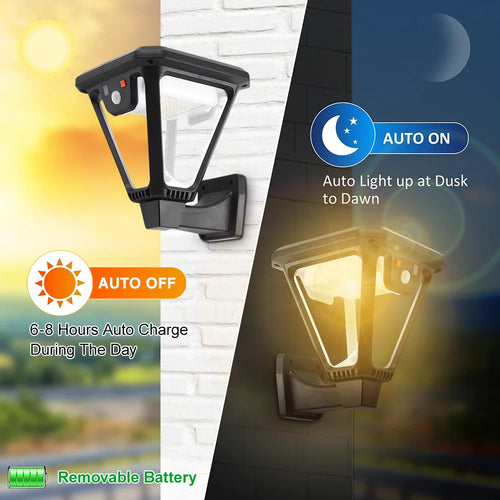 lanterne solaire extérieure 100 led capteur de mouvement éclairage 360 degrés - vue 2 sur 8